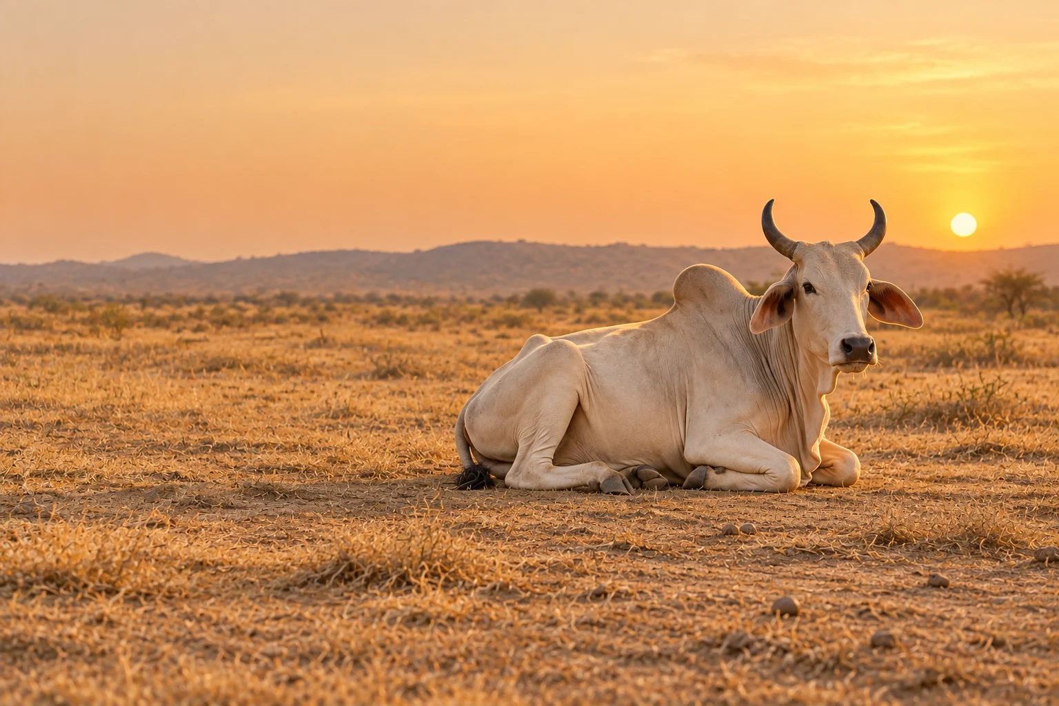 Indigenous cattle, at dusk