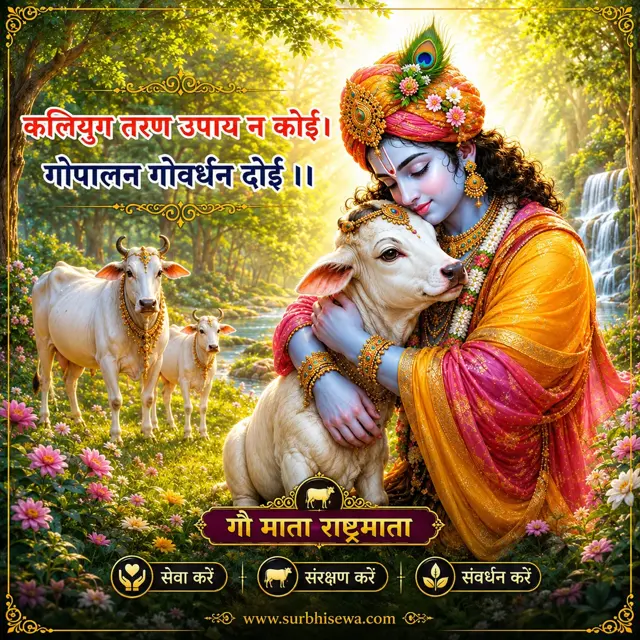 वन में बछड़े को गले लगाते श्रीकृष्ण: कलियुग तरण उपाय न कोई।